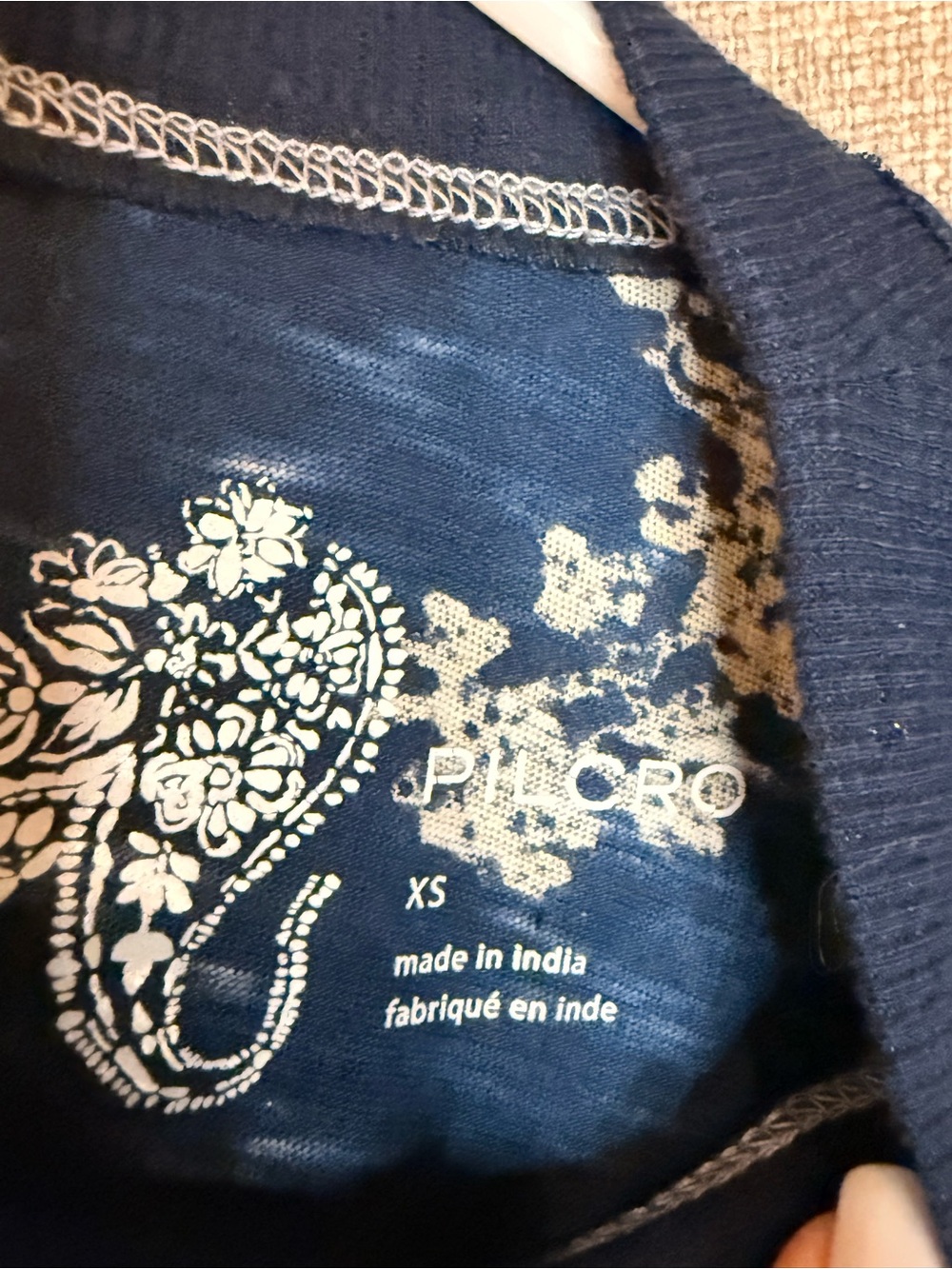 Pilcro Anthropologie Floral Slub Muscle Tank Top Navy Blue XS - Picture 6 of 7
